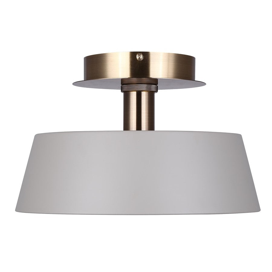Canarm Jessa 13in LED Flush Mount | Modern Matte Gray and Gold Metal | Bedroom & Kitchen Ceiling Light | 12.75 x 12.75 x 8.13 in | Model LFM263A13GYG