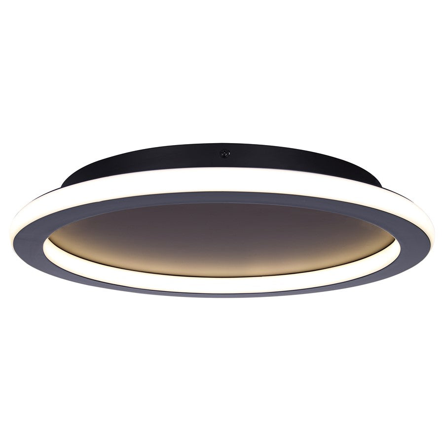 Canarm Gavyn 16in 1-Light LED Flush Mount | Modern Matte Black Metal | Bedroom & Hallway Ceiling Light | 16 x 16 x 2.25 in | Model LFM279A16BK