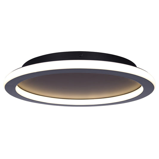 Canarm Gavyn 16in 1-Light LED Flush Mount | Modern Matte Black Metal | Bedroom & Hallway Ceiling Light | 16 x 16 x 2.25 in | Model LFM279A16BK