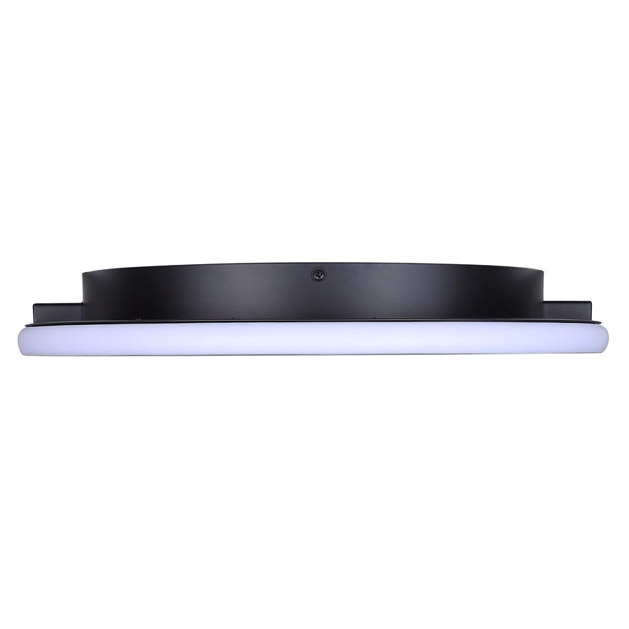 Canarm Gavyn 16in 1-Light LED Flush Mount | Modern Matte Black Metal | Bedroom & Hallway Ceiling Light | 16 x 16 x 2.25 in | Model LFM279A16BK