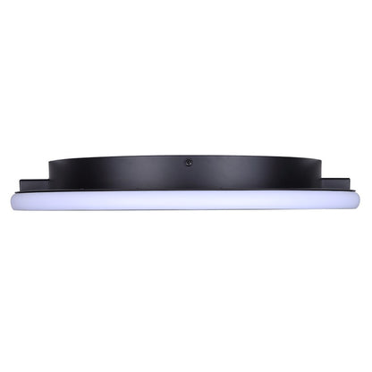 Canarm Gavyn 16in 1-Light LED Flush Mount | Modern Matte Black Metal | Bedroom & Hallway Ceiling Light | 16 x 16 x 2.25 in | Model LFM279A16BK