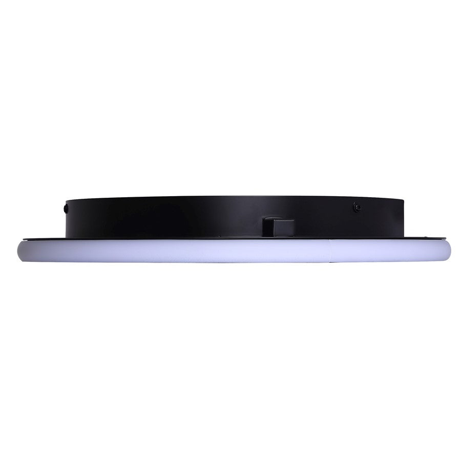 Canarm Gavyn 16in 1-Light LED Flush Mount | Modern Matte Black Metal | Bedroom & Hallway Ceiling Light | 16 x 16 x 2.25 in | Model LFM279A16BK