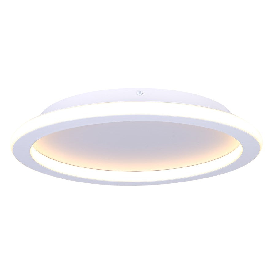 Canarm Gavyn 16in 1-Light LED Flush Mount | Modern Matte White Metal | Bedroom & Living Room Ceiling Light | 16 x 16 x 2.25 in | Model LFM279A16WH