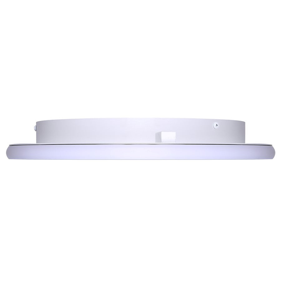 Canarm Gavyn 16in 1-Light LED Flush Mount | Modern Matte White Metal | Bedroom & Living Room Ceiling Light | 16 x 16 x 2.25 in | Model LFM279A16WH