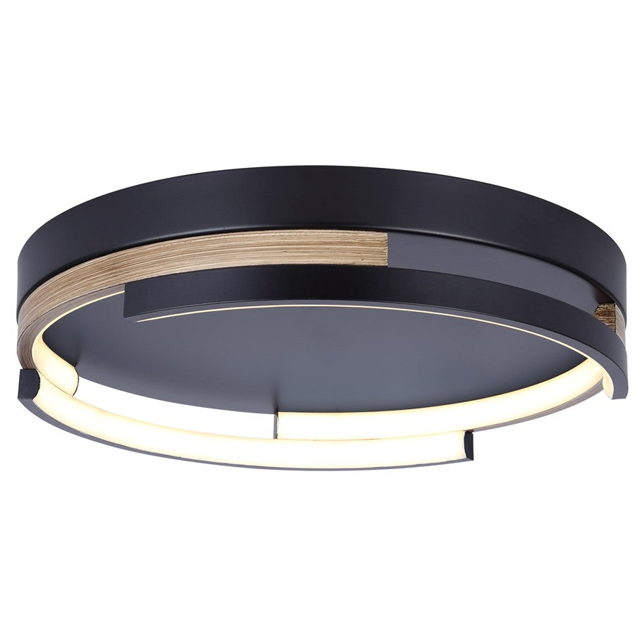Canarm Azria 15in 4-Light LED Flush Mount | Modern Matte Black with Brushed Brown | Kitchen & Bathroom | 15 x 15 x 3 in | Model LFM283A15BKB