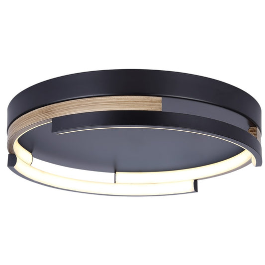 Canarm Azria 15in 4-Light LED Flush Mount | Modern Matte Black with Brushed Brown | Kitchen & Bathroom | 15 x 15 x 3 in | Model LFM283A15BKB