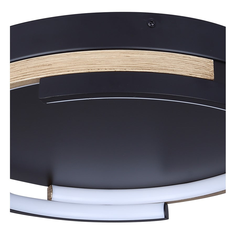 Canarm Azria 15in 4-Light LED Flush Mount | Modern Matte Black with Brushed Brown | Kitchen & Bathroom | 15 x 15 x 3 in | Model LFM283A15BKB