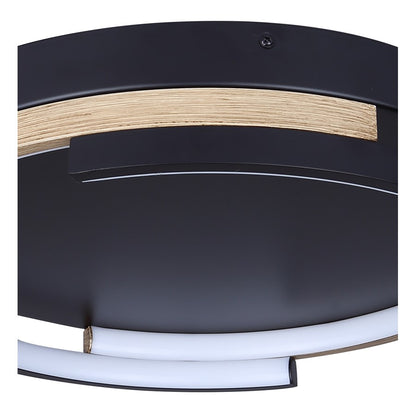 Canarm Azria 15in 4-Light LED Flush Mount | Modern Matte Black with Brushed Brown | Kitchen & Bathroom | 15 x 15 x 3 in | Model LFM283A15BKB