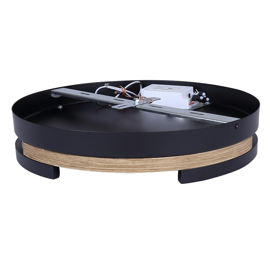 Canarm Azria 15in 4-Light LED Flush Mount | Modern Matte Black with Brushed Brown | Kitchen & Bathroom | 15 x 15 x 3 in | Model LFM283A15BKB