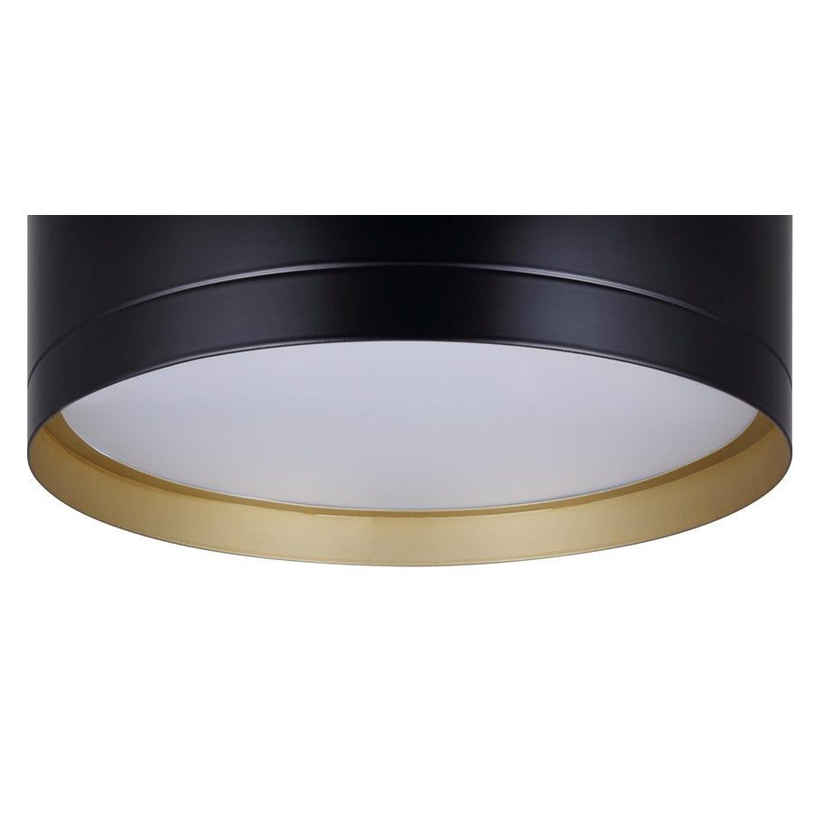 Canarm Kyrie 12in 1-Light LED Flush Mount | Modern Black with Gold Interior | Living Room & Bedroom | 11.75 x 11.75 x 3.75 in | Model LFM285A12BK