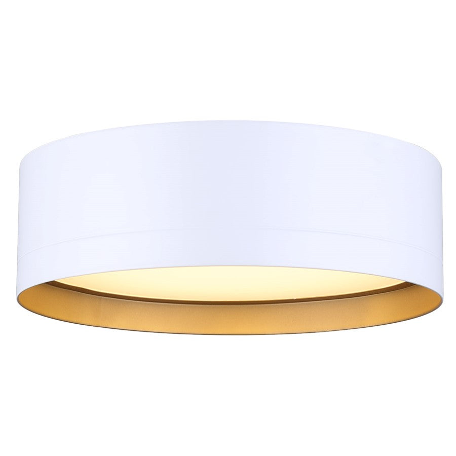 Canarm Kyrie 12in 1-Light LED Flush Mount | Modern White with Gold Interior | Living Room & Bedroom | 11.75 x 11.75 x 3.75 in | Model LFM285A12WH