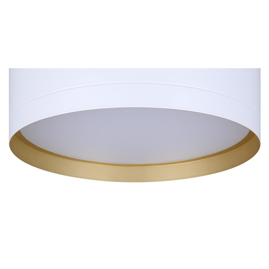 Canarm Kyrie 12in 1-Light LED Flush Mount | Modern White with Gold Interior | Living Room & Bedroom | 11.75 x 11.75 x 3.75 in | Model LFM285A12WH