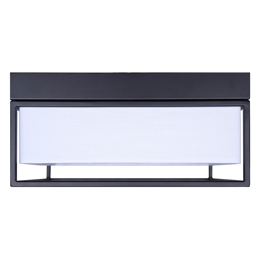 Canarm Bretton 12in 1-Light LED Flush Mount | Modern Matte Black and White Fabric Shade | Hallway & Living Room | Model LFM293A12BK