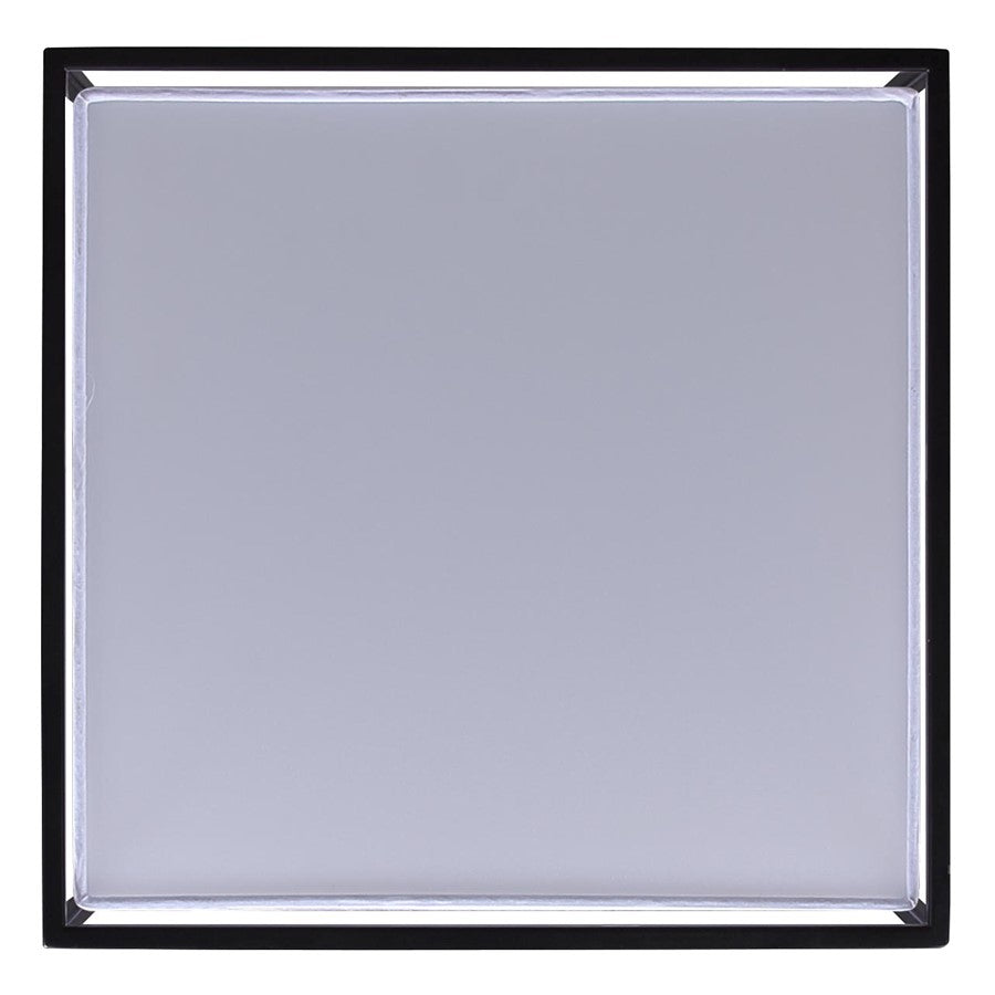 Canarm Bretton 12in 1-Light LED Flush Mount | Modern Matte Black and White Fabric Shade | Hallway & Living Room | Model LFM293A12BK