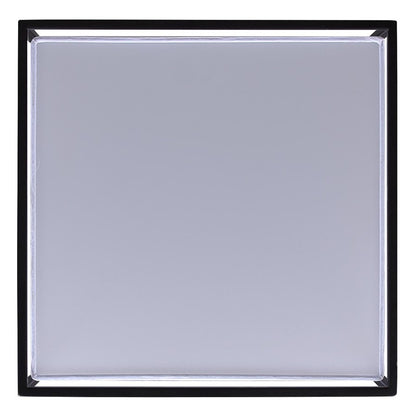 Canarm Bretton 12in 1-Light LED Flush Mount | Modern Matte Black and White Fabric Shade | Hallway & Living Room | Model LFM293A12BK