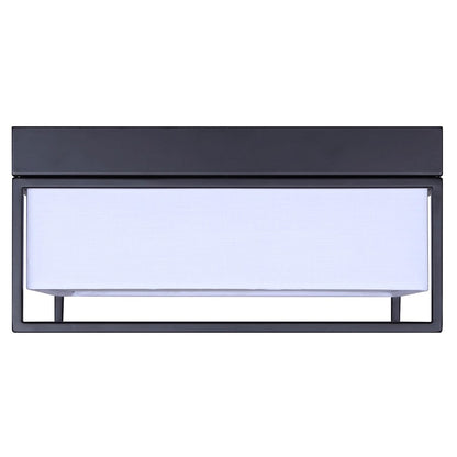 Canarm Bretton 12in 1-Light LED Flush Mount | Modern Matte Black and White Fabric Shade | Hallway & Living Room | Model LFM293A12BK