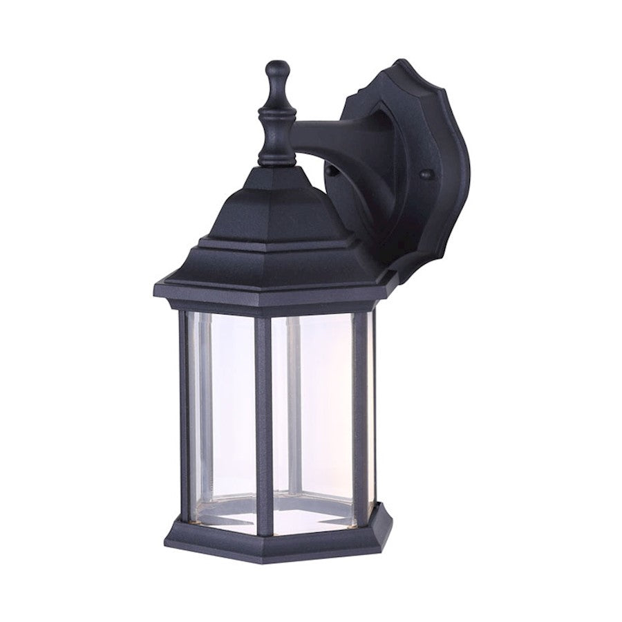 Canarm Dane 12in LED Outdoor Down Light | Modern Black & Clear Glass | Entryway & Patio Wall Light | 9W LED | Model LOL336BK