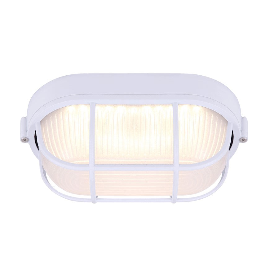 Canarm LOL386WH 4.5in LED Outdoor Wall Sconce | White and Frost Glass | Entryway & Garage | 8.25 x 4.5 x 4.12 in | Model LOL386WH