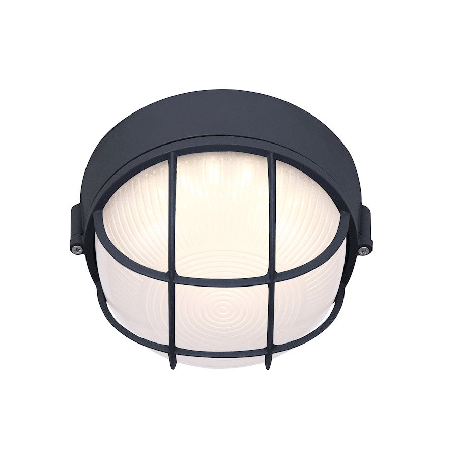Canarm LOL387BK 7.5in LED Outdoor Wall Sconce | Black and Frost Glass | Entryway & Garage | 7 x 7.5 x 4.5 in | Model LOL387BK