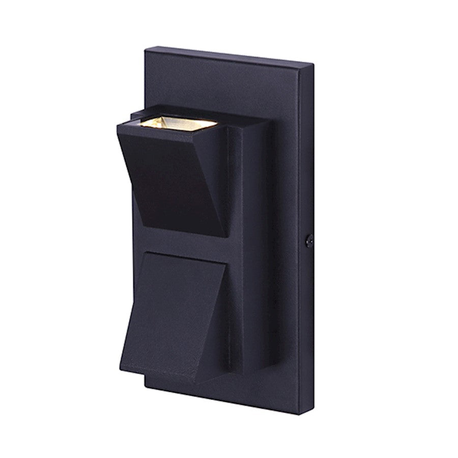 Canarm Lane 4in 1-Light LED Outdoor Wall Sconce | Modern Black and Clear Glass | Entryway & Covered Patio | 4.25 x 3.12 x 8 in | Model LOL390BK