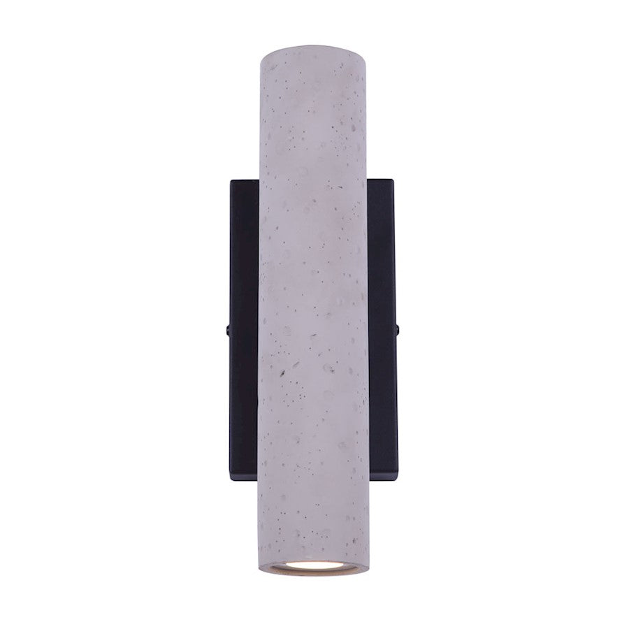 Canarm Rivo 13in LED Outdoor Wall Light | Matte Black and Textured Cement | Covered Patio & Entryway | 9W Integrated LED | Model LOL518BK