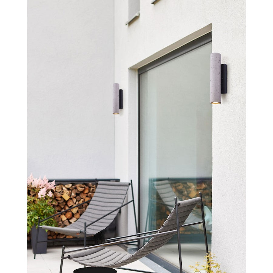 Canarm Rivo 13in LED Outdoor Wall Light | Matte Black and Textured Cement | Covered Patio & Entryway | 9W Integrated LED | Model LOL518BK