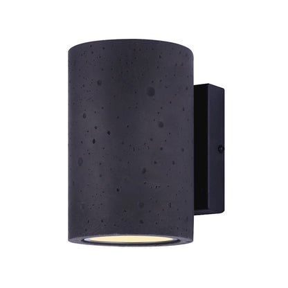 Canarm Calmar 6in Outdoor Wall Light | Black Textured Cement Cylinder | Entryway & Patio | 6 x 4.75 x 7.25 in | Model LOL521BK