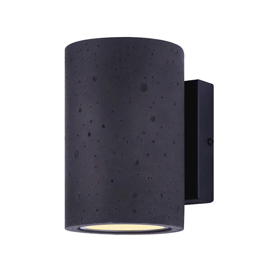 Canarm Calmar 6in Outdoor Wall Light | Black Textured Cement Cylinder | Entryway & Patio | 6 x 4.75 x 7.25 in | Model LOL521BK