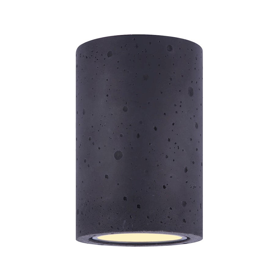 Canarm Calmar 6in Outdoor Wall Light | Black Textured Cement Cylinder | Entryway & Patio | 6 x 4.75 x 7.25 in | Model LOL521BK