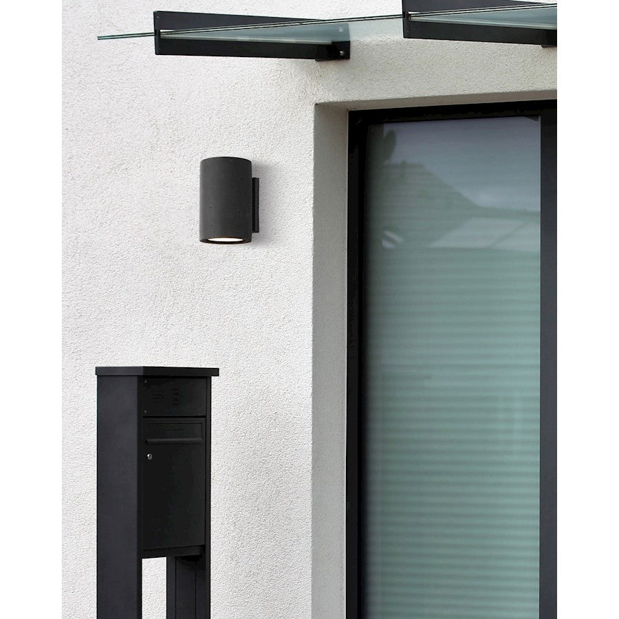 Canarm Calmar 6in Outdoor Wall Light | Black Textured Cement Cylinder | Entryway & Patio | 6 x 4.75 x 7.25 in | Model LOL521BK