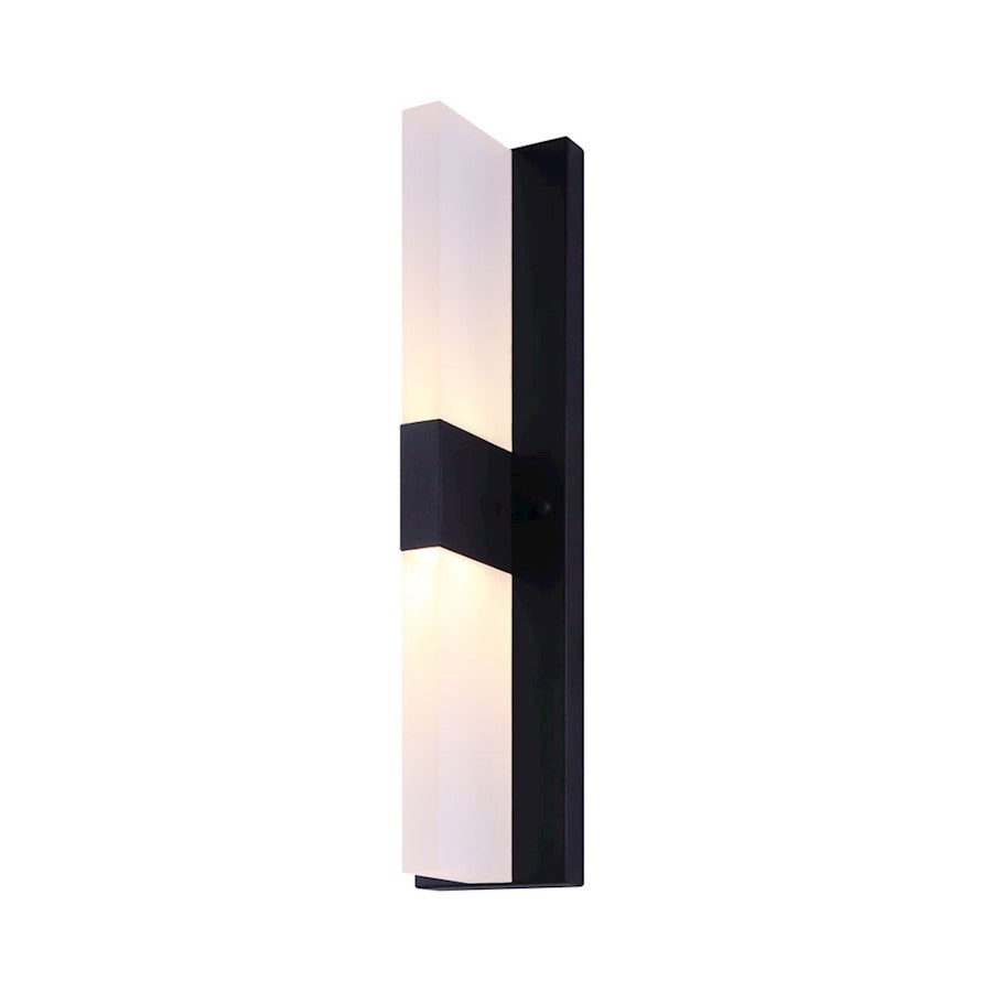 Canarm Corin 19in LED Outdoor Wall Light | Contemporary Matte Black and Acrylic Shade | Entryway & Patio | 4.75 x 4.38 x 19.25 in | Model LOL532BK