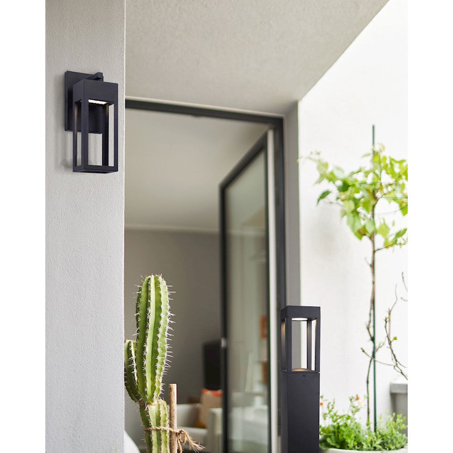 Canarm Fae 12in LED Outdoor Wall Light | Contemporary Matte Black and Clear Glass | Entryway & Patio | 4.75 x 4.62 x 12 in | Model LOL534BK