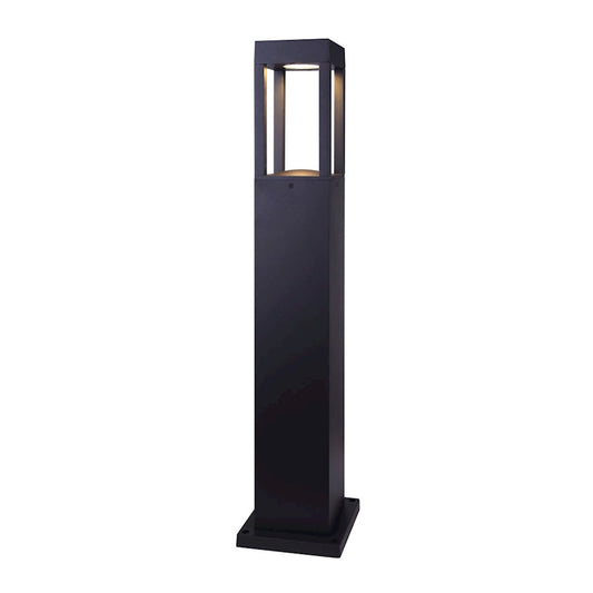 Canarm Fae Lawn 32in LED Outdoor Bollard Light | Contemporary Matte Black and Clear Glass | Garden & Pathway | 6.5 x 6.5 x 31.5 in | Model LOL535BK