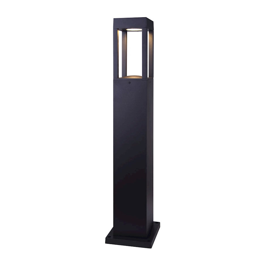 Canarm Fae Lawn 32in LED Outdoor Bollard Light | Contemporary Matte Black and Clear Glass | Garden & Pathway | 6.5 x 6.5 x 31.5 in | Model LOL535BK