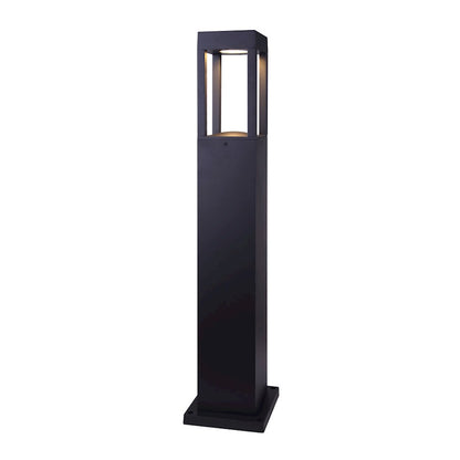 Canarm Fae Lawn 32in LED Outdoor Bollard Light | Contemporary Matte Black and Clear Glass | Garden & Pathway | 6.5 x 6.5 x 31.5 in | Model LOL535BK
