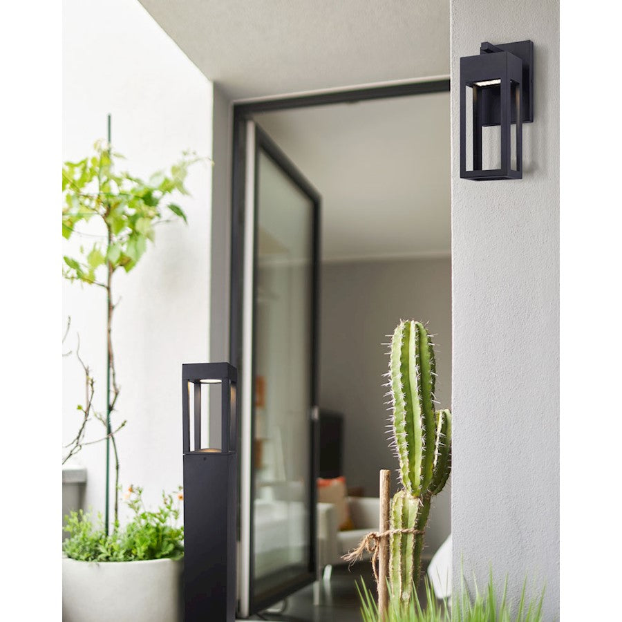 Canarm Fae Lawn 32in LED Outdoor Bollard Light | Contemporary Matte Black and Clear Glass | Garden & Pathway | 6.5 x 6.5 x 31.5 in | Model LOL535BK
