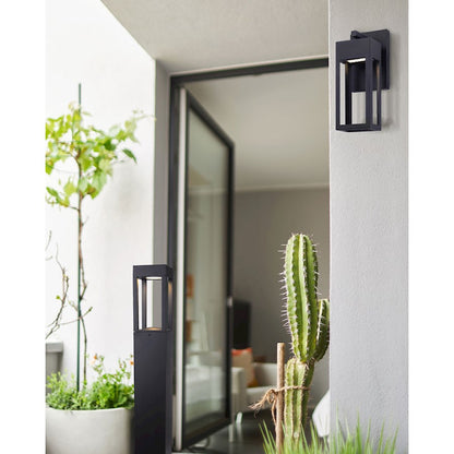 Canarm Fae Lawn 32in LED Outdoor Bollard Light | Contemporary Matte Black and Clear Glass | Garden & Pathway | 6.5 x 6.5 x 31.5 in | Model LOL535BK