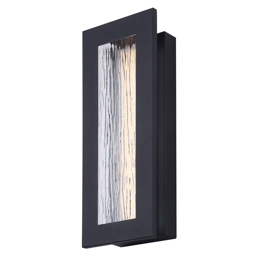 Canarm Kingsly 15in 1-Light LED Outdoor Lantern | Modern Black Metal and Textured Glass | Entryway & Patio | 6 x 3.25 x 15 in | Model LOL603BK