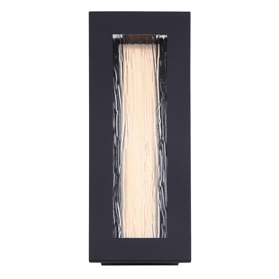 Canarm Kingsly 15in 1-Light LED Outdoor Lantern | Modern Black Metal and Textured Glass | Entryway & Patio | 6 x 3.25 x 15 in | Model LOL603BK