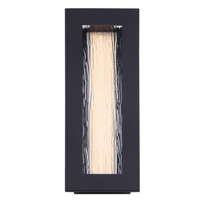 Canarm Kingsly 15in 1-Light LED Outdoor Lantern | Modern Black Metal and Textured Glass | Entryway & Patio | 6 x 3.25 x 15 in | Model LOL603BK