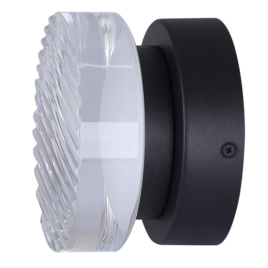 Canarm Benni 5in 1-Light Outdoor Lantern | Modern Black Metal and Acrylic | Entryway & Garden | 5.38 x 3.75 x 5.38 in | Model LOL647BK