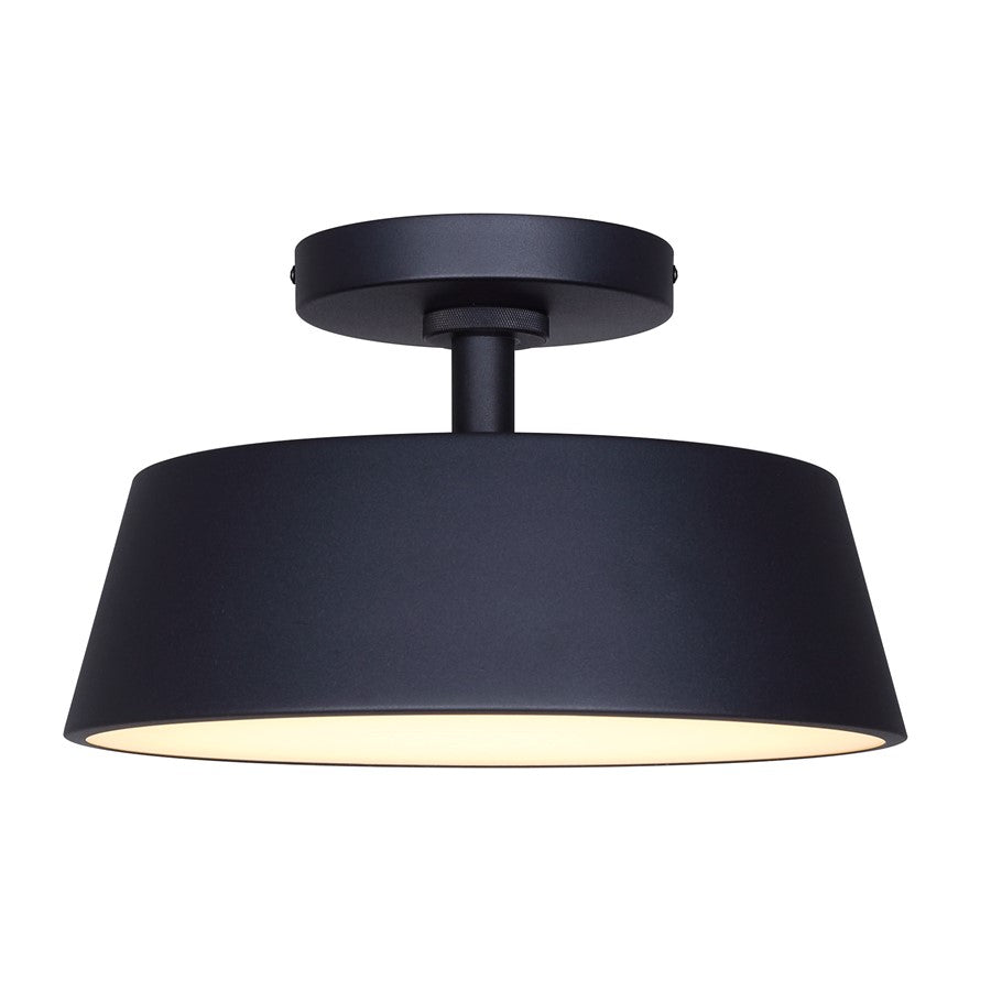 Canarm Baxley 12.75in LED Outdoor Flush Mount | Sand Black Metal and Frosted Acrylic | Entryway & Patio | 12.75 x 12.75 x 8 in | Model LOL649BK
