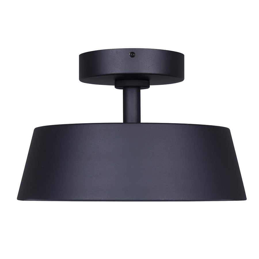 Canarm Baxley 12.75in LED Outdoor Flush Mount | Sand Black Metal and Frosted Acrylic | Entryway & Patio | 12.75 x 12.75 x 8 in | Model LOL649BK