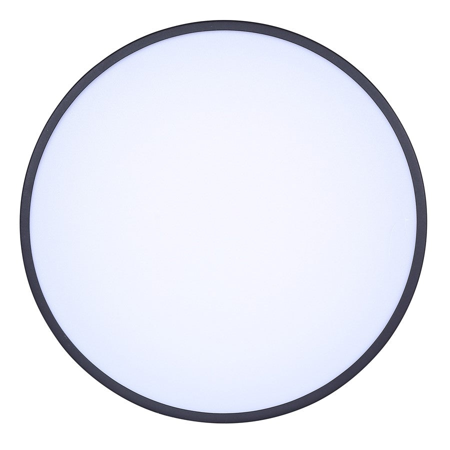 Canarm Baxley 12.75in LED Outdoor Flush Mount | Sand Black Metal and Frosted Acrylic | Entryway & Patio | 12.75 x 12.75 x 8 in | Model LOL649BK