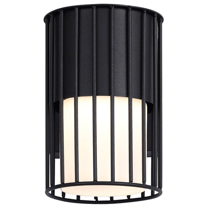 Canarm Javon 7in 1-Light Outdoor Wall Lantern | Black Metal and Opal Glass | Entryway & Patio | 4.75 x 7 x 7 in | Model LOL650BK