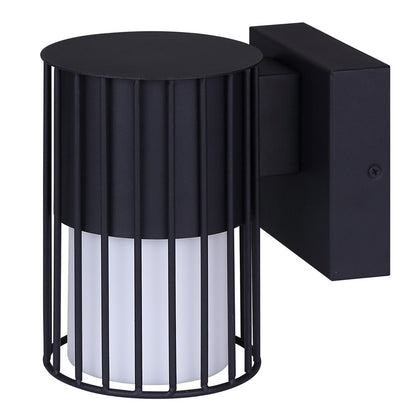 Canarm Javon 7in 1-Light Outdoor Wall Lantern | Black Metal and Opal Glass | Entryway & Patio | 4.75 x 7 x 7 in | Model LOL650BK