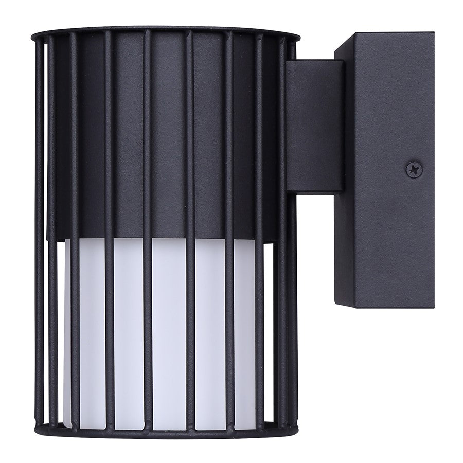 Canarm Javon 7in 1-Light Outdoor Wall Lantern | Black Metal and Opal Glass | Entryway & Patio | 4.75 x 7 x 7 in | Model LOL650BK