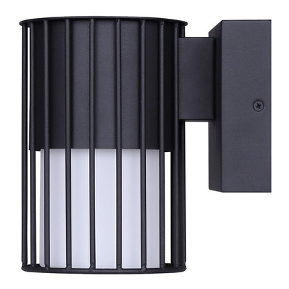 Canarm Javon 7in 1-Light Outdoor Wall Lantern | Black Metal and Opal Glass | Entryway & Patio | 4.75 x 7 x 7 in | Model LOL650BK