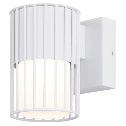 Canarm Javon 7in 1-Light Outdoor Wall Lantern | White Metal and Opal Glass | Entryway & Patio | 4.75 x 7 x 7 in | Model LOL650WH
