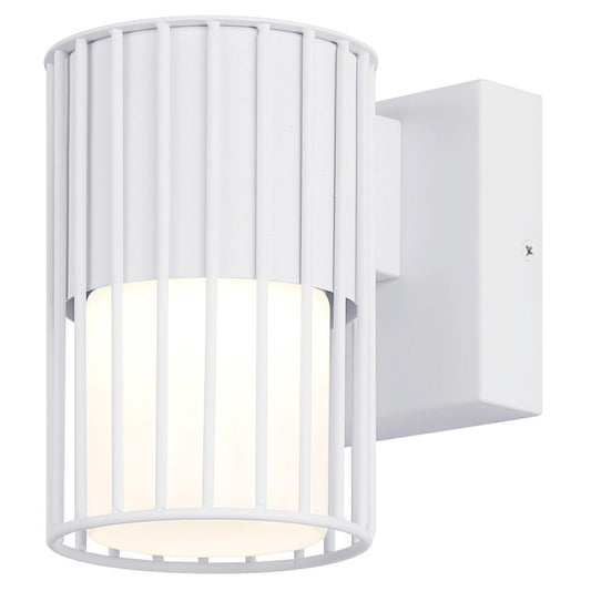 Canarm Javon 7in 1-Light Outdoor Wall Lantern | White Metal and Opal Glass | Entryway & Patio | 4.75 x 7 x 7 in | Model LOL650WH